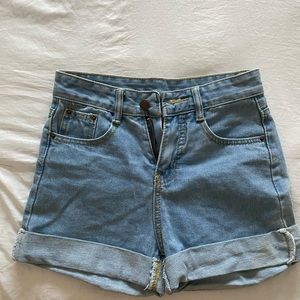High waisted denim shorts